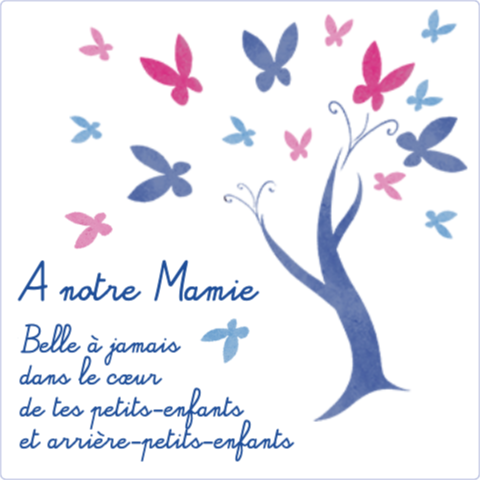 Plaque funéraire Photo dessin arbre,papillon,mamie,coeur
