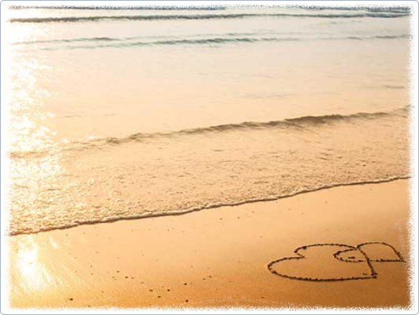 Plaque funéraire Photo dessin coeur,sable,mer,soleil,amoureux