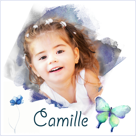 Plaque funéraire Photo dessin princesse,fleur,papillon,enfant